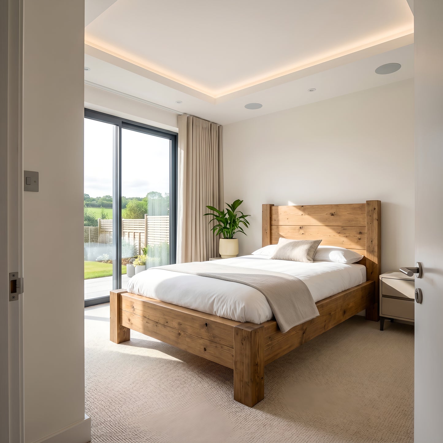 Ashbourne Single Bed Frame 30cm High  / Chunky Solid Rustic Pine Bed with Headboard