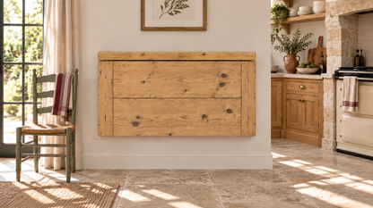 ASHCOMBE Light Oak Rustic Foldable Wall-Mounted Solid Wood Table – Rustic Wood with Foldable Brackets – Space-Saving Desk