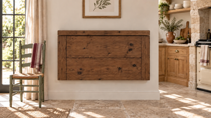 ASHCOMBE Walnut Rustic Foldable Wall-Mounted Solid Wood Table – Rustic Wood with Foldable Brackets – Space-Saving Desk