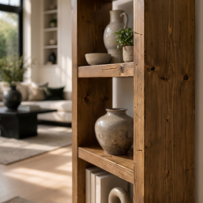 Askeby Dark Oak Solid Wood Bookshelf – Open Bookcase, Rustic Scandinavian Design