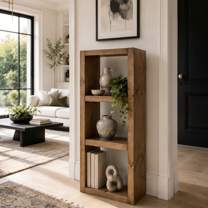 Askeby Dark Oak Solid Wood Bookshelf – Open Bookcase, Rustic Scandinavian Design