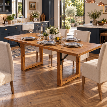 AURELIA Solid Wood Extendable Dining Table with Folding Ends | Rustic Farmhouse Foldable Table