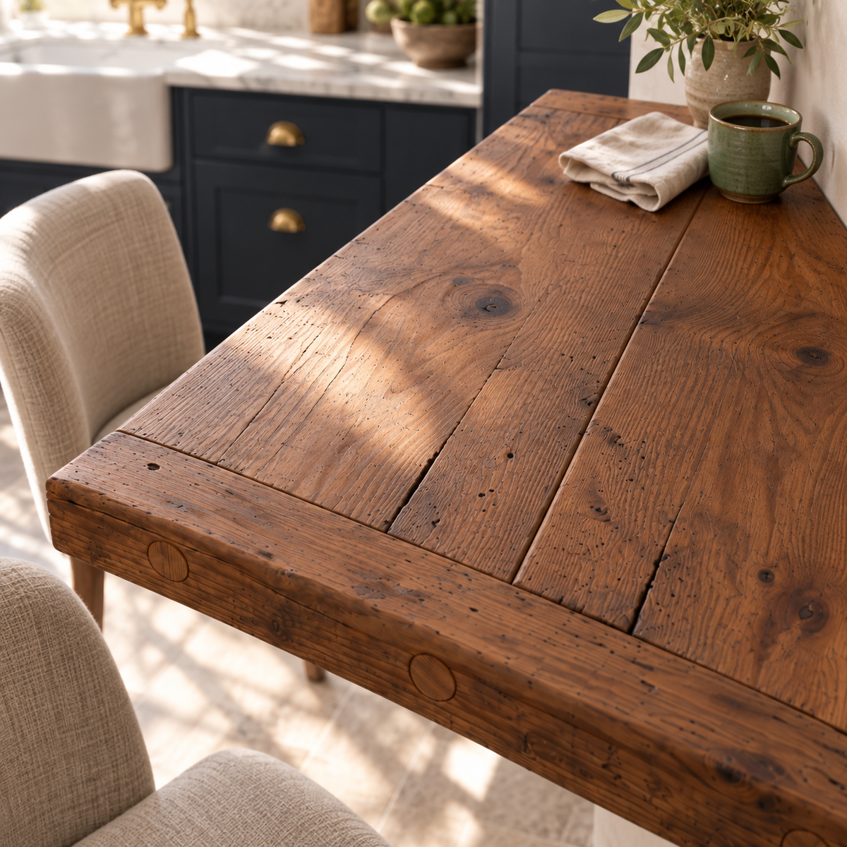 AVELINE Walnut Colour Foldable Wall-Mounted Solid Wood Table – Rustic Wood with Heavy-Duty Black Brackets – Space-Saving Desk for Kitchen, Office, or Small Spaces