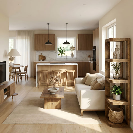 Belix W32cm 4 Shelves Solid Wood Corner Bookshelf –  Open Bookcase, Rustic Scandinavian Design