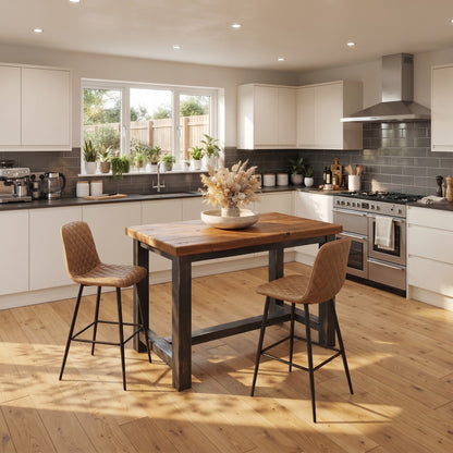 HAZEL Black Island Solid Wood Kitchen Island With Shelf / Breakfast Bar