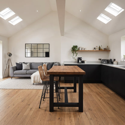 HAZEL Black Island Solid Wood Kitchen Island With Shelf / Breakfast Bar