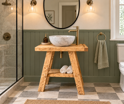 BORA Light Oak Colour Wooden Vanity and Shelf Storage | Tribe Joinery