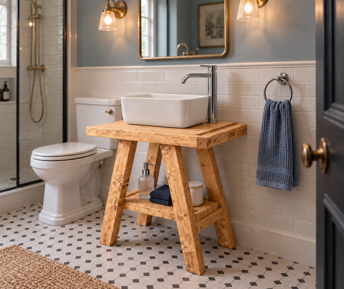 BORA Light Oak Colour Wooden Vanity and Shelf Storage | Tribe Joinery