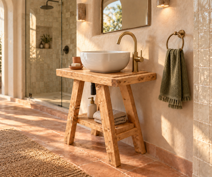 BORA Light Oak Colour Wooden Vanity and Shelf Storage | Tribe Joinery