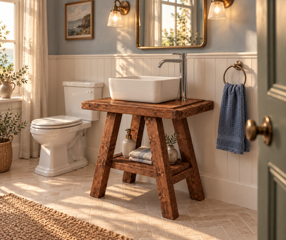 BORA Walnut Colour Wooden Vanity and Shelf Storage | Tribe Joinery