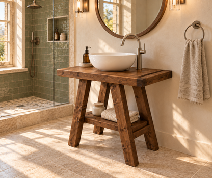 BORA Walnut Colour Wooden Vanity and Shelf Storage | Tribe Joinery