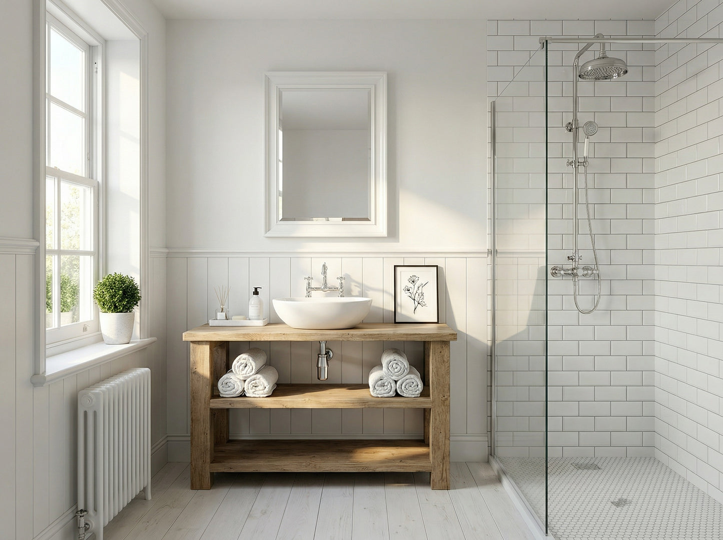 BRAMLEY Solid Wood Bathroom Vanity With Shelf