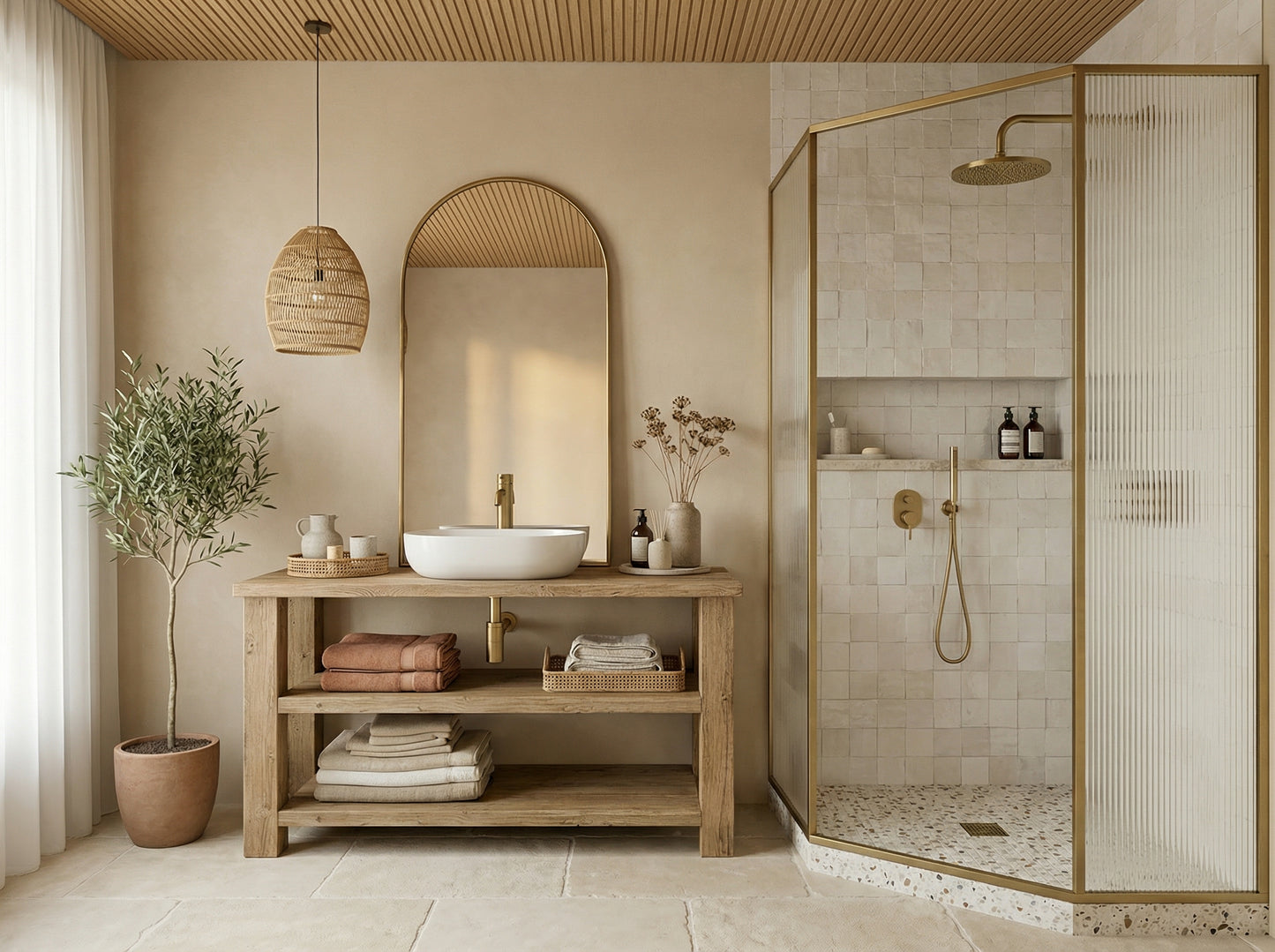 BRAMLEY Solid Wood Bathroom Vanity With Shelf