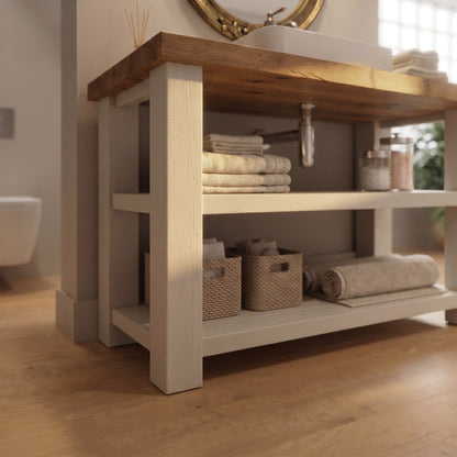 BRAMLEY Cashmere Colour Solid Wood Bathroom Vanity With Shelf
