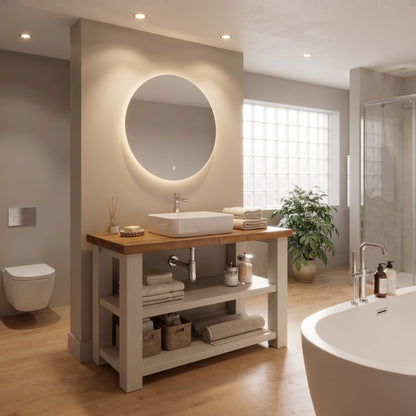 BRAMLEY Cashmere Colour Solid Wood Bathroom Vanity With Shelf