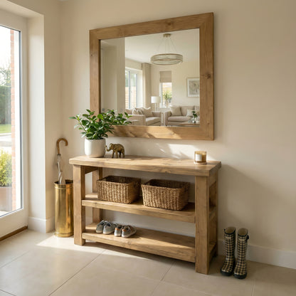 BRAMLEY Console Table / Side Table With Shelf Solid Wood