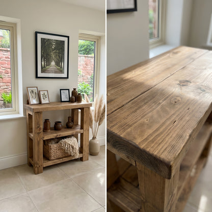 BRAMLEY Console Table / Side Table With Shelf Solid Wood
