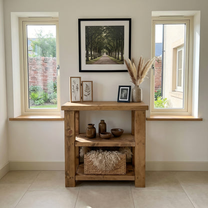 BRAMLEY Console Table / Side Table With Shelf Solid Wood