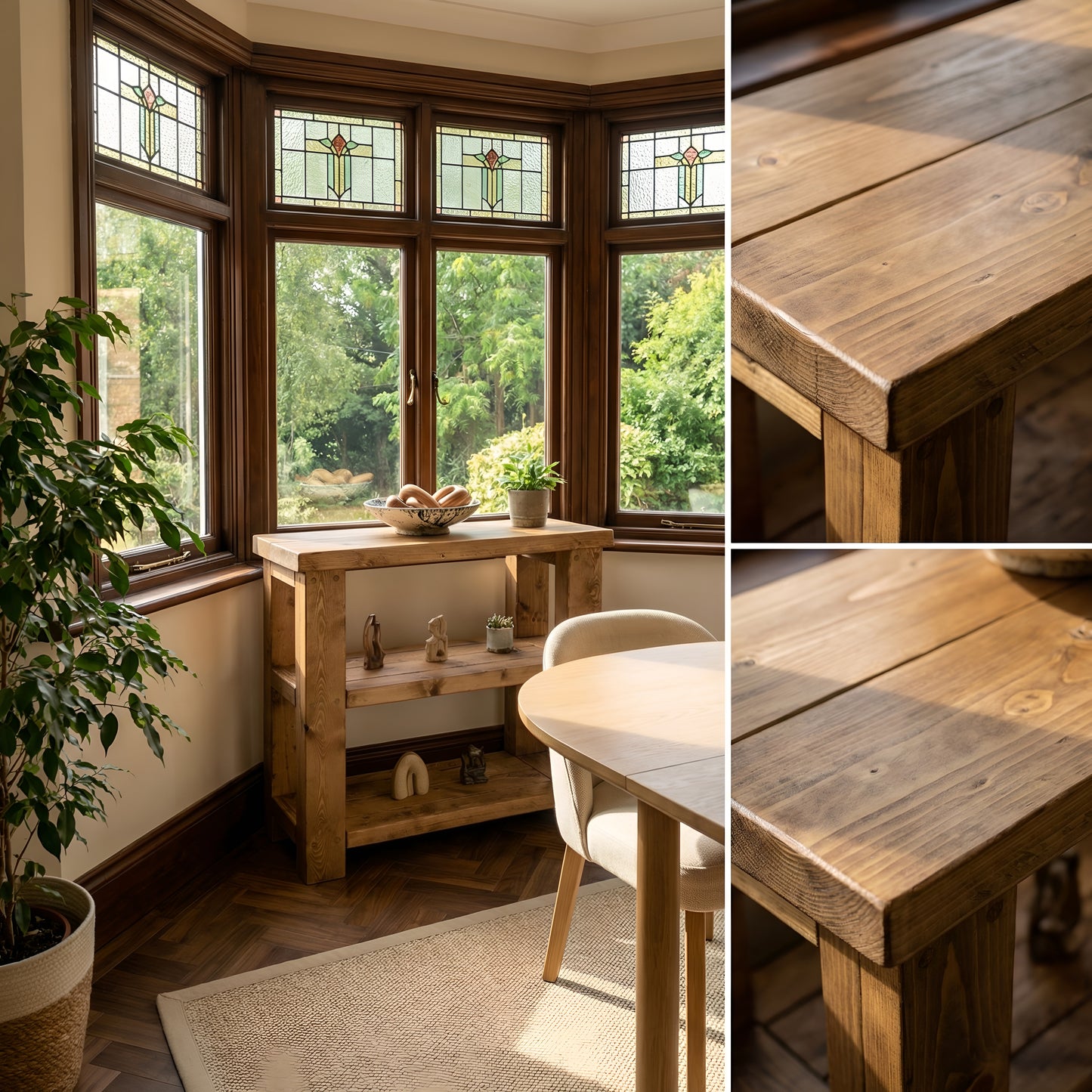 BRAMLEY Console Table / Side Table With Shelf Solid Wood