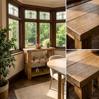 BRAMLEY Console Table / Side Table With Shelf Solid Wood