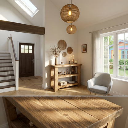 BRAMLEY Console Table / Side Table With Shelf Solid Wood