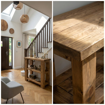 BRAMLEY Console Table / Side Table With Shelf Solid Wood
