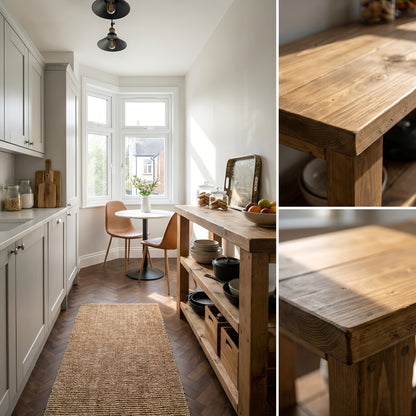 BRAMLEY Console Table / Side Table With Shelf Solid Wood