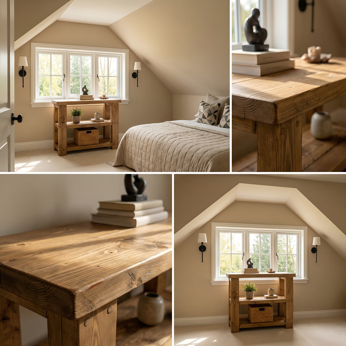 BRAMLEY Console Table / Side Table With Shelf Solid Wood