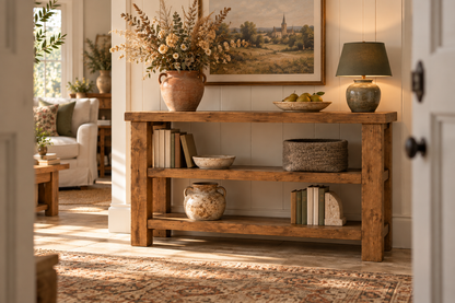 BRAMLEY Console Table / Side Table With Shelf Solid Wood
