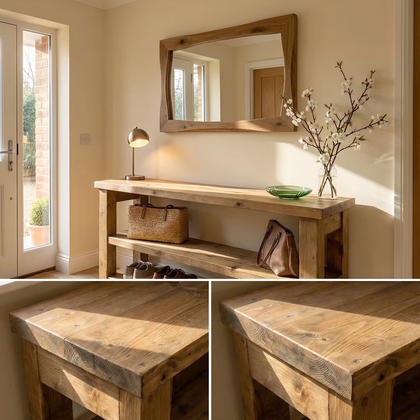 BRAMLEY Console Table / Side Table With Shelf Solid Wood