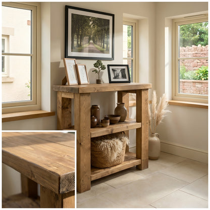 BRAMLEY Console Table / Side Table With Shelf Solid Wood