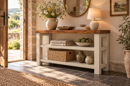 BRAMLEY Cashmere Console Colour Solid Wood Bathroom Vanity With Shelf