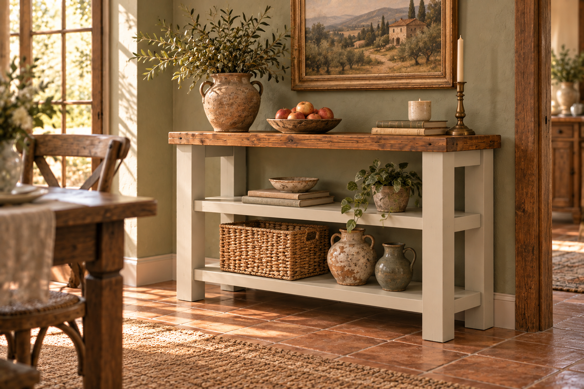 BRAMLEY Cashmere Console Colour Solid Wood Bathroom Vanity With Shelf