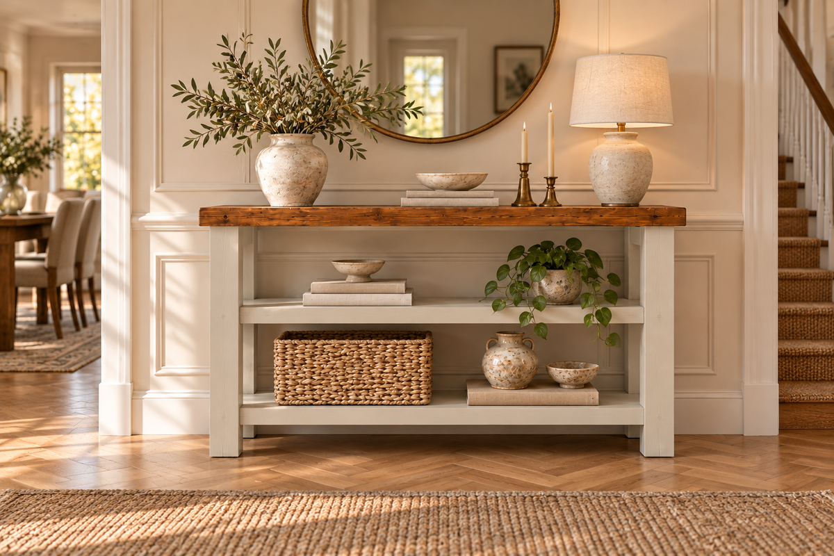BRAMLEY Cashmere Console Colour Solid Wood Bathroom Vanity With Shelf