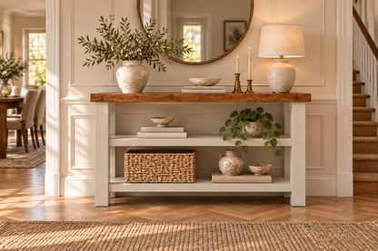 BRAMLEY Cashmere Console Colour Solid Wood Bathroom Vanity With Shelf