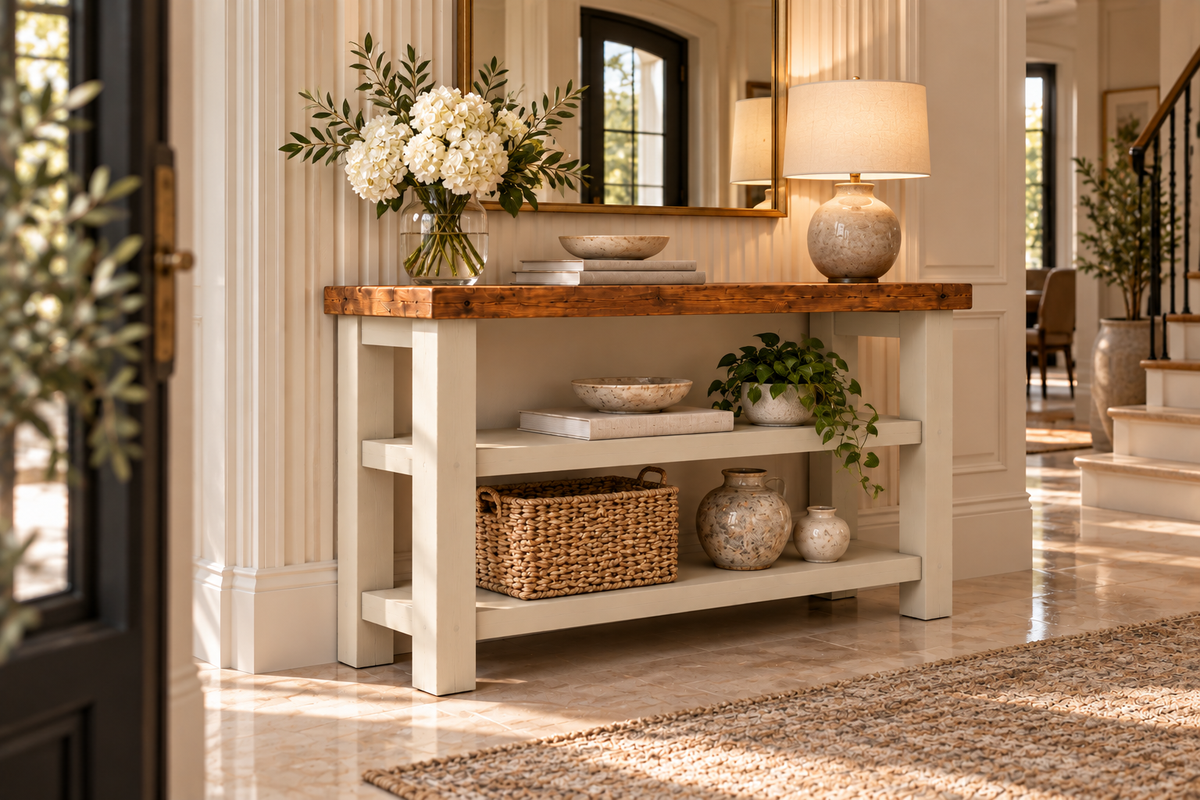 BRAMLEY Cashmere Console Colour Solid Wood Bathroom Vanity With Shelf