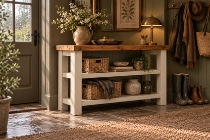 BRAMLEY Cashmere Console Colour Solid Wood Bathroom Vanity With Shelf