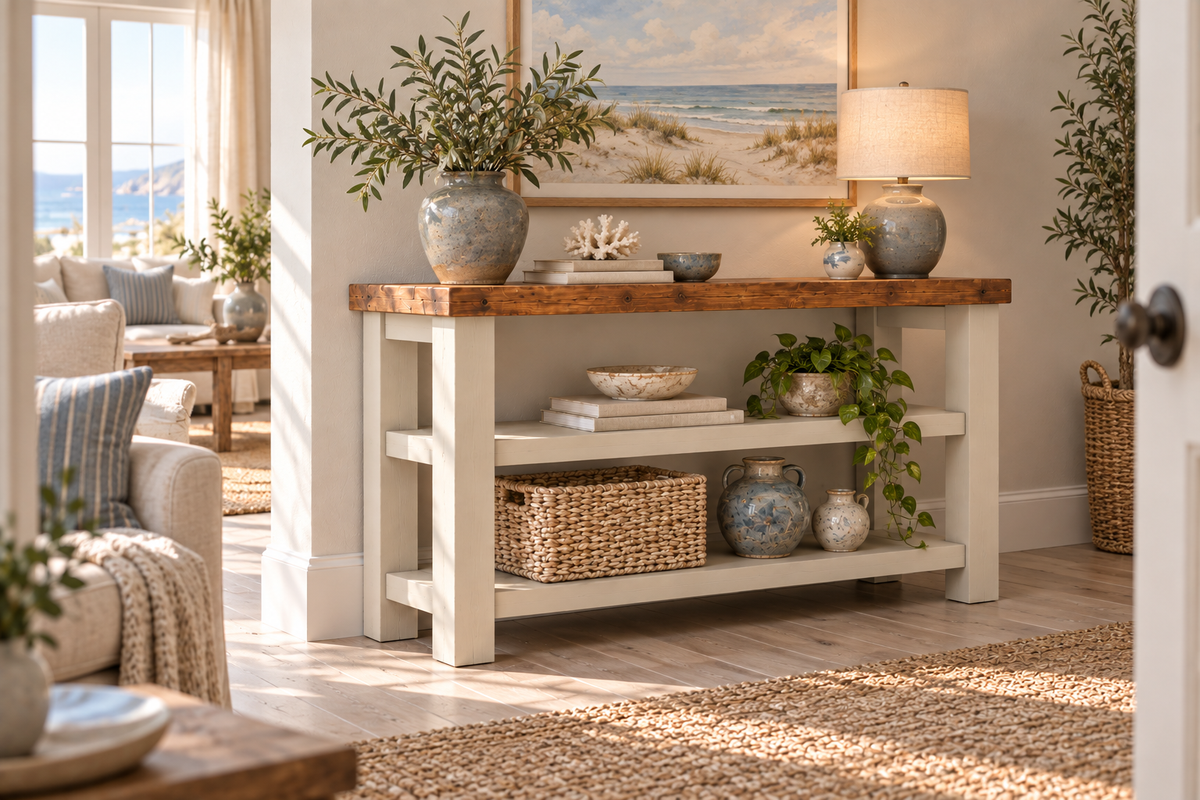 BRAMLEY Cashmere Console Colour Solid Wood Bathroom Vanity With Shelf