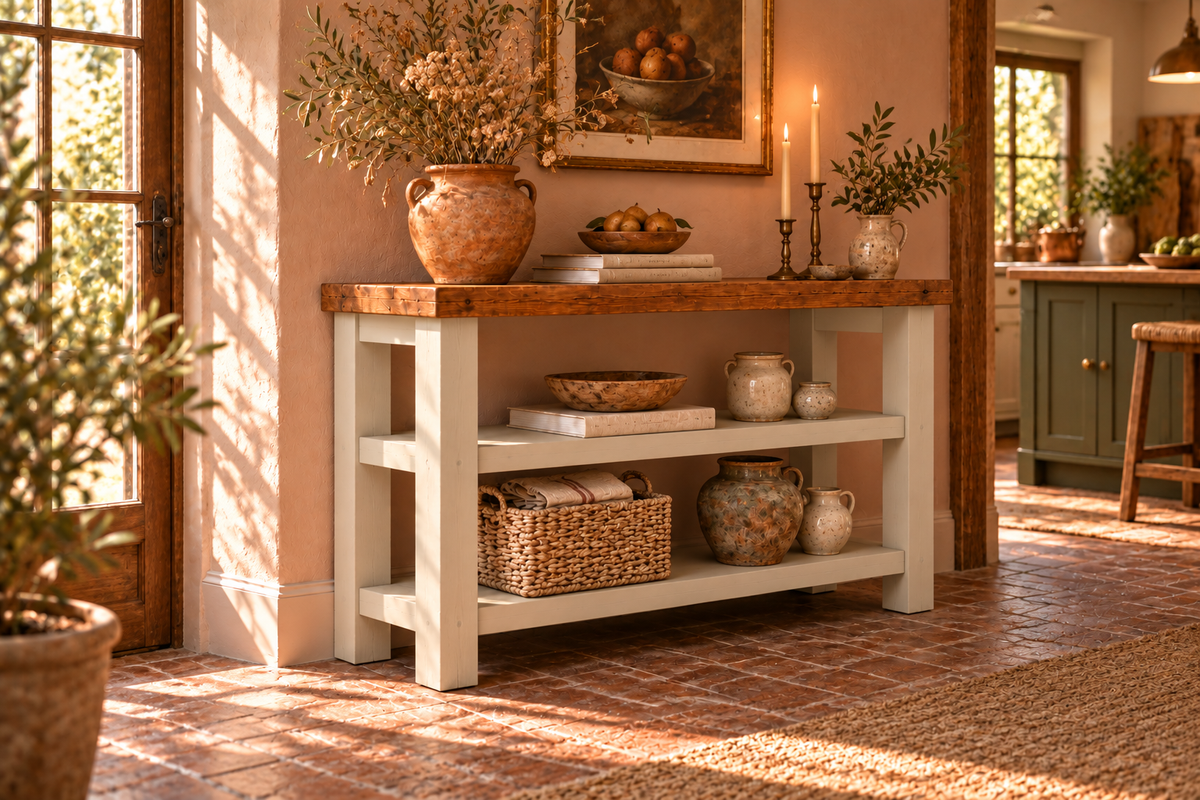 BRAMLEY Cashmere Console Colour Solid Wood Bathroom Vanity With Shelf