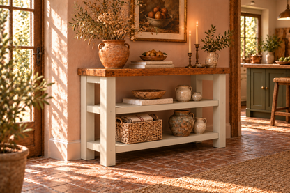 BRAMLEY Cashmere Console Colour Solid Wood Bathroom Vanity With Shelf