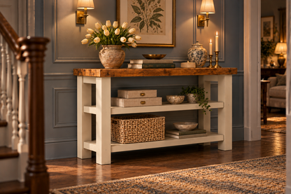 BRAMLEY Cashmere Console Colour Solid Wood Bathroom Vanity With Shelf