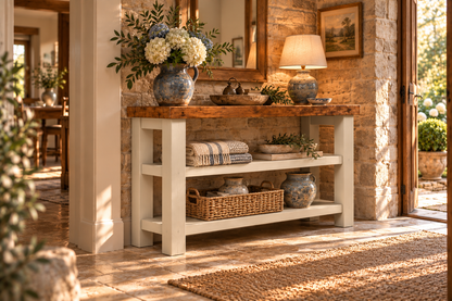 BRAMLEY Cashmere Console Colour Solid Wood Bathroom Vanity With Shelf
