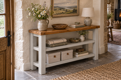 BRAMLEY Light Grey Console Colour Solid Wood Bathroom Vanity With Shelf