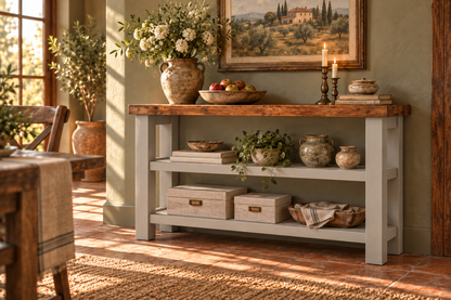 BRAMLEY Light Grey Console Colour Solid Wood Bathroom Vanity With Shelf