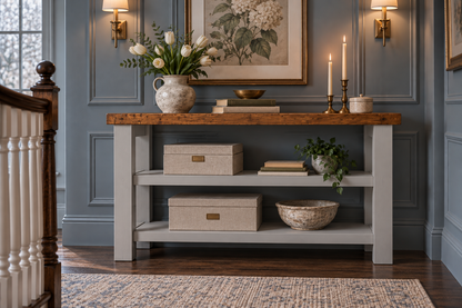 BRAMLEY Light Grey Console Colour Solid Wood Bathroom Vanity With Shelf