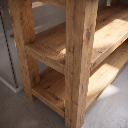 BRAMLEY Light Oak Colour Solid Wood Bathroom Vanity With Shelf