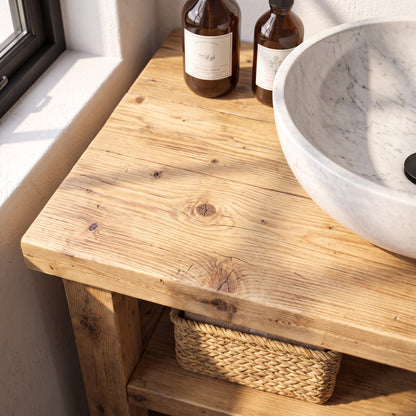 BRAMLEY Light Oak Colour Solid Wood Bathroom Vanity With Shelf