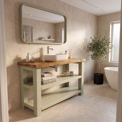 BRAMLEY Sage Green Solid Wood Bathroom Vanity With Shelf