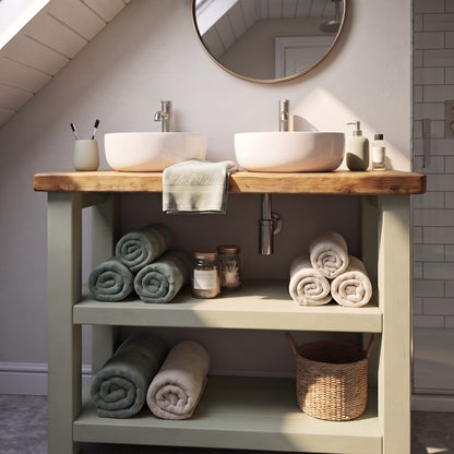 BRAMLEY Sage Green Solid Wood Bathroom Vanity With Shelf
