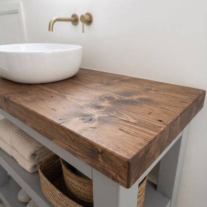 BRAMLEY Medium Grey Solid Wood Bathroom Vanity With Shelf